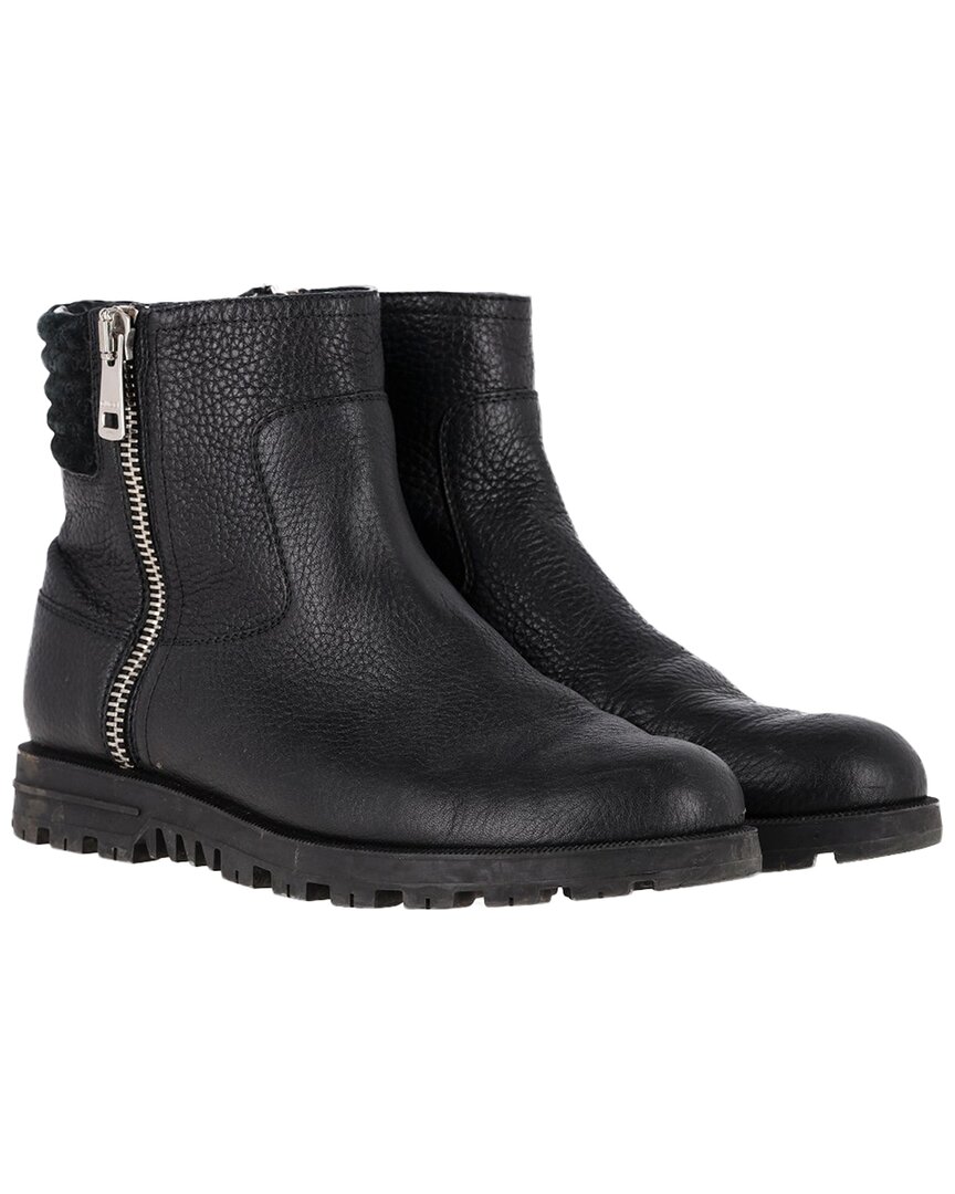 Gucci Women's Leather Micro Gg Zipped Bootie (authentic Pre-loved) In Black