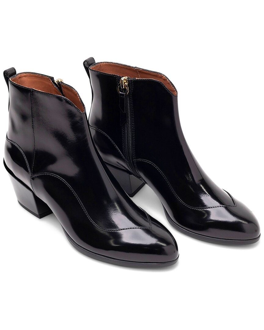 Hogan Zip-up Leather Bootie In Black