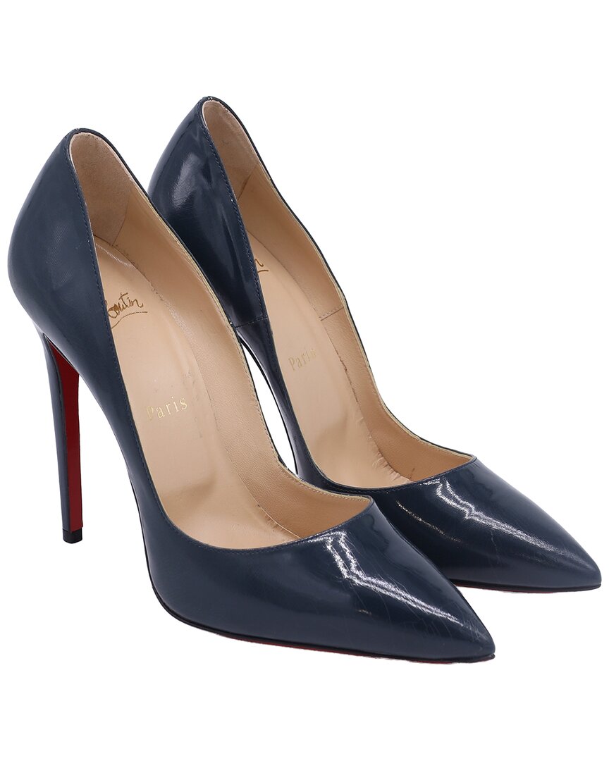 Christian Louboutin Women's Patent Leather Pigalle 120 Patent Pump, Size 39 (authentic Pre-loved) In Blue