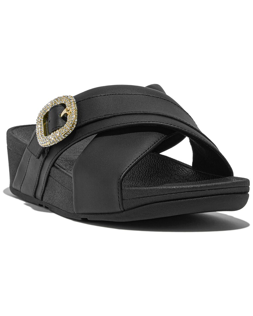 FitFlop Lulu Crystal-Buckle Leather Sandal