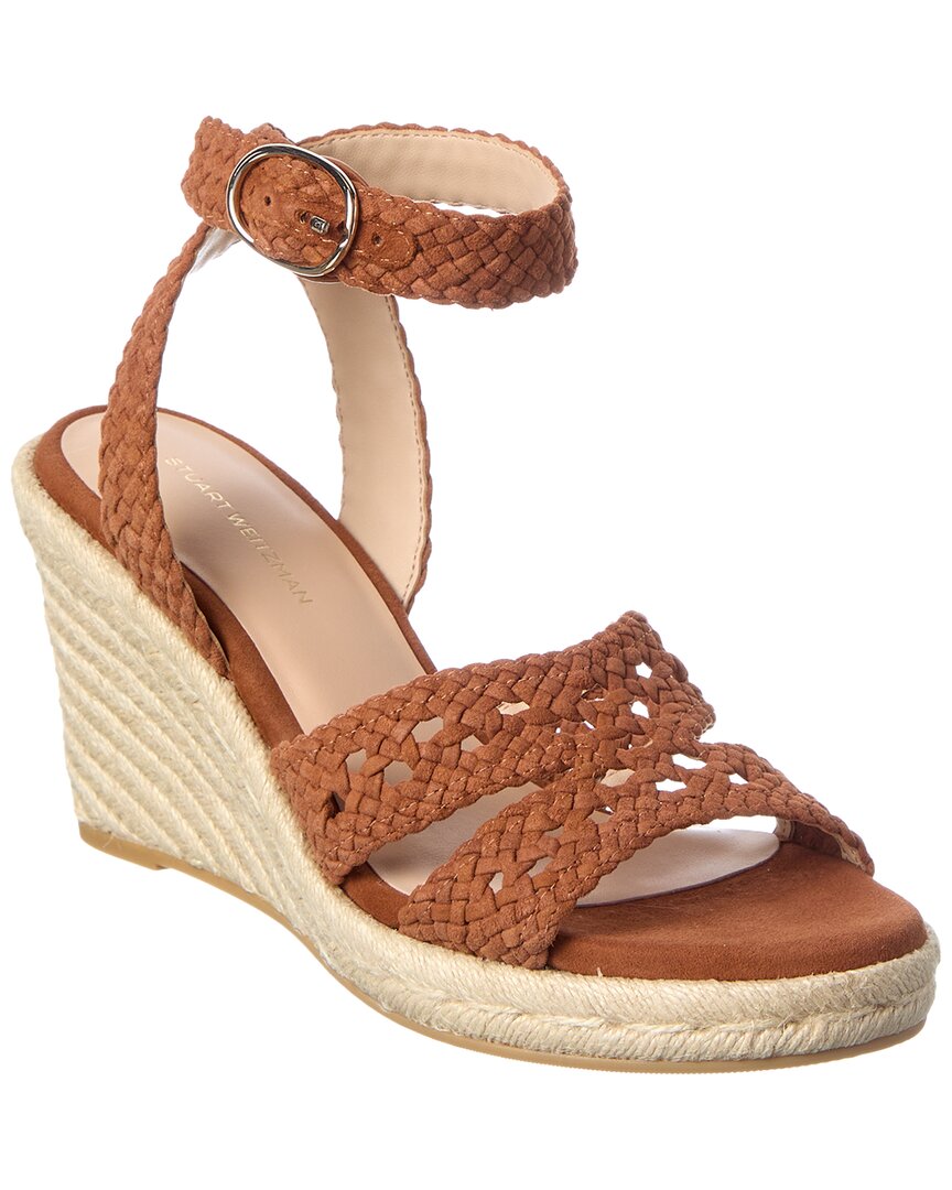 Stuart Weitzman Briar Suede Espadrille Wedge In Brown
