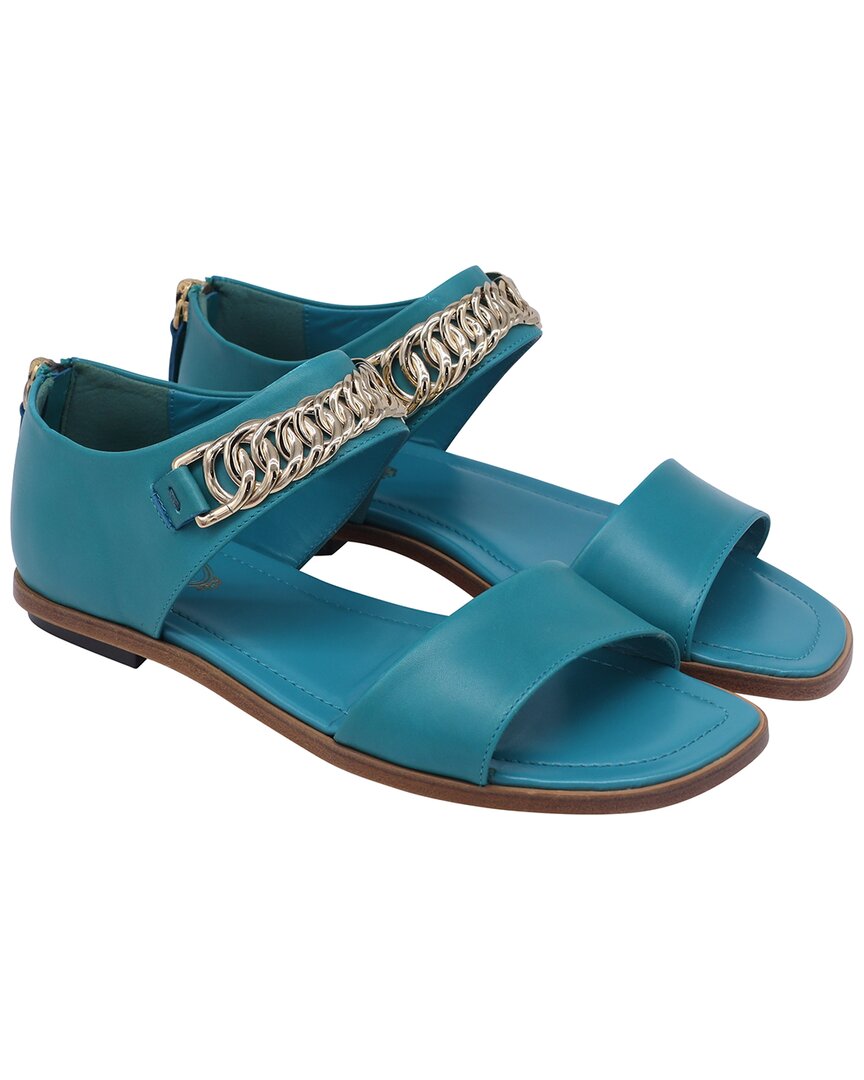 Tod's Women's Leather Chain Detail Sandal (authentic Pre-loved) In Blue