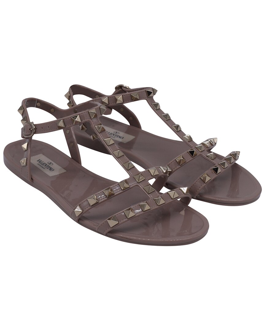 Valentino Garavani Valentino Women's Rubber Rockstud Sandal (authentic Pre-loved) In Gray