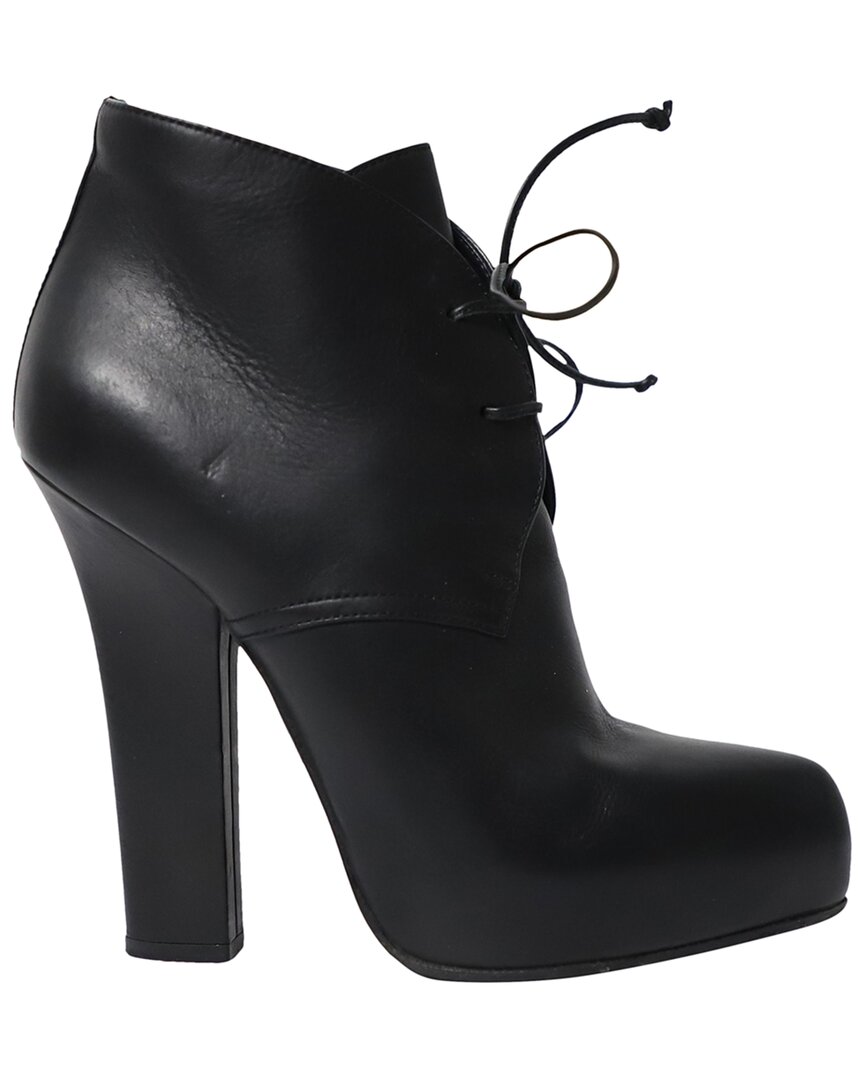 Bottega Veneta Women's Leather Lace-up Platform Bootie (authentic Pre-loved) In Black