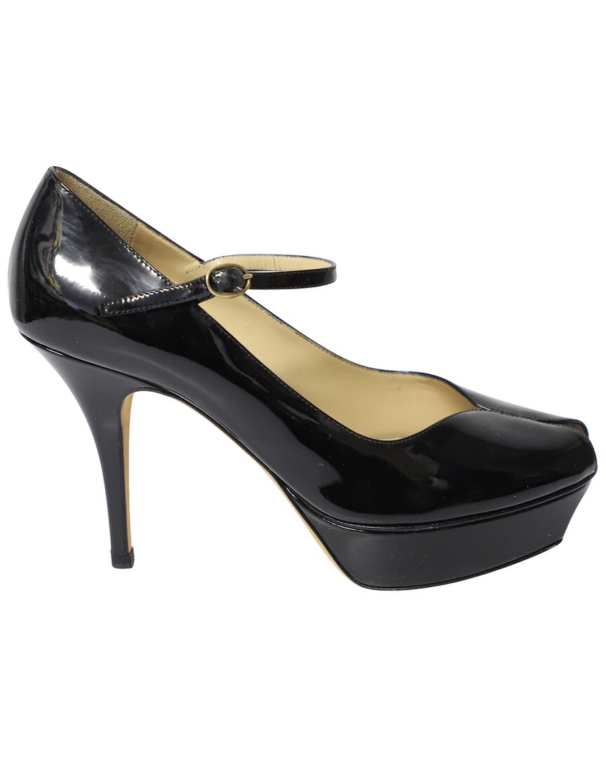 Saint Laurent Women's Patent Leather Yves Peep Toe Platform Mary Jane Pump  (authentic Pre-loved) In Black