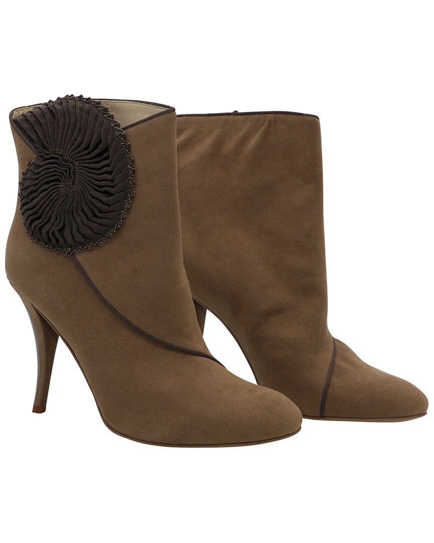 Stella Mccartney Suedette Seashell Ankle Boots In Brown Suede In Brown