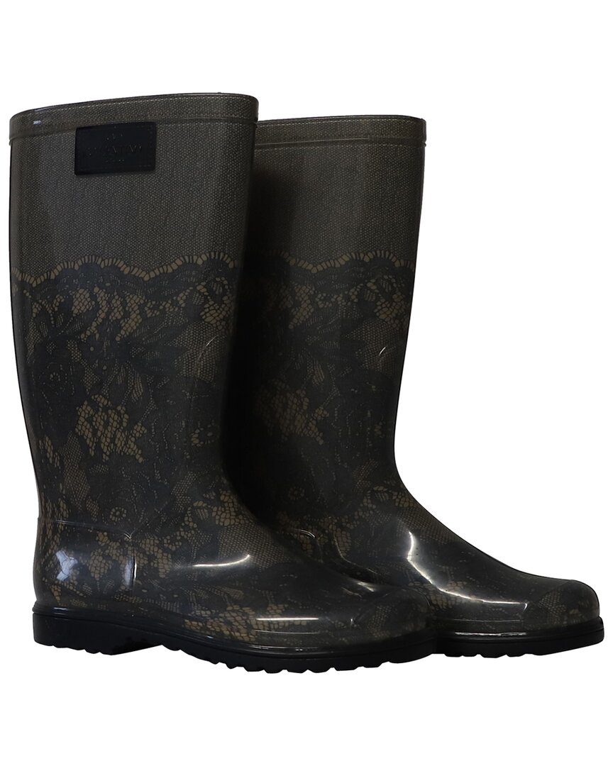 Valentino Women's Rubber Lace-printed Rain Boot (authentic Pre-loved) In Black