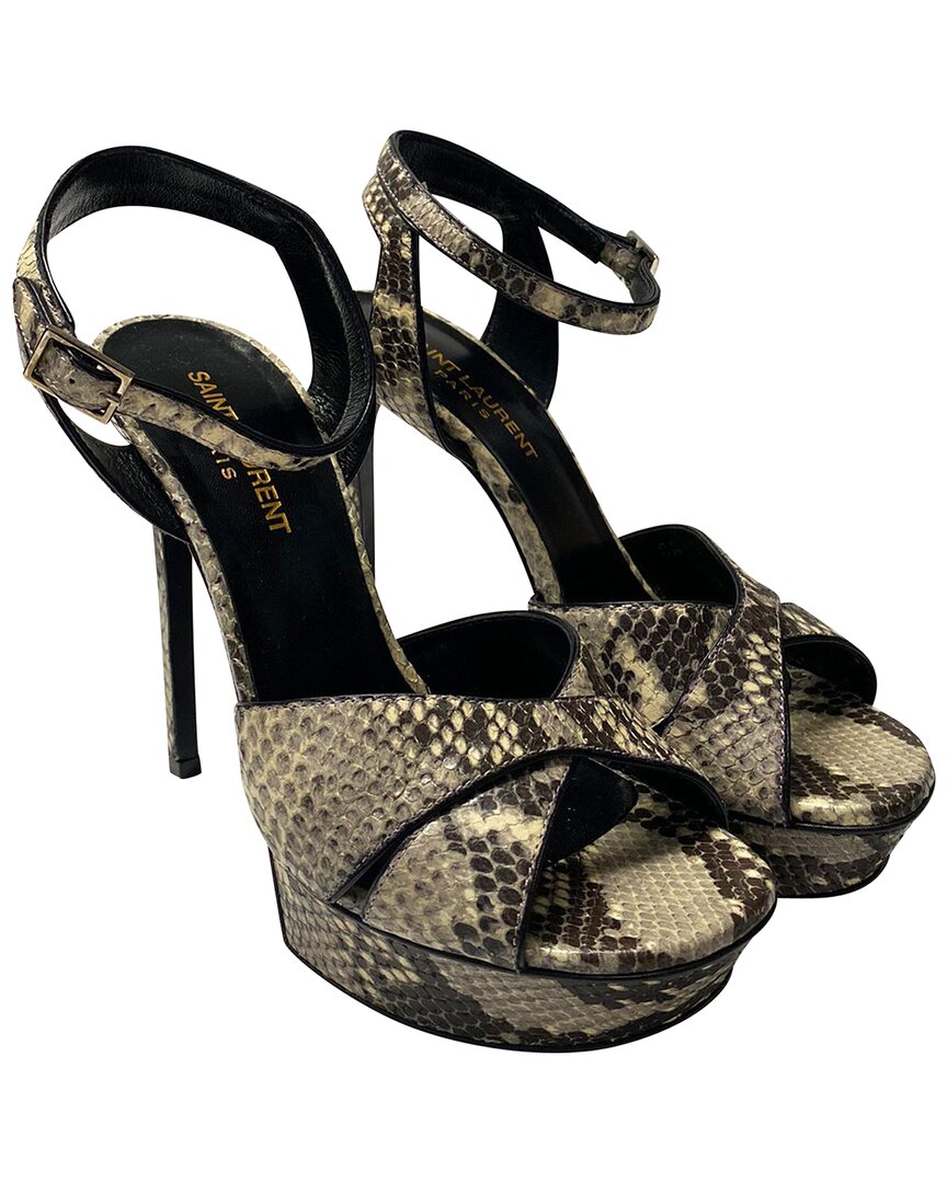 Valentino Garavani Saint Laurent Women's Leather Tribute Platform Sandal (authentic Pre-loved) In Multi