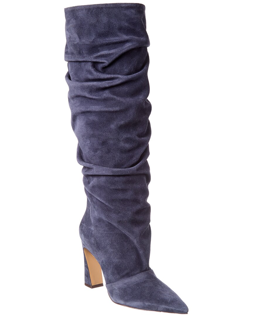 Alexandre Birman Robbie Slouch Suede Knee-high Boot In Blue