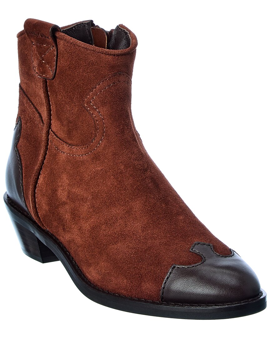 Shop See By Chloé See By Chloe Suede & Leather Bootie In Brown