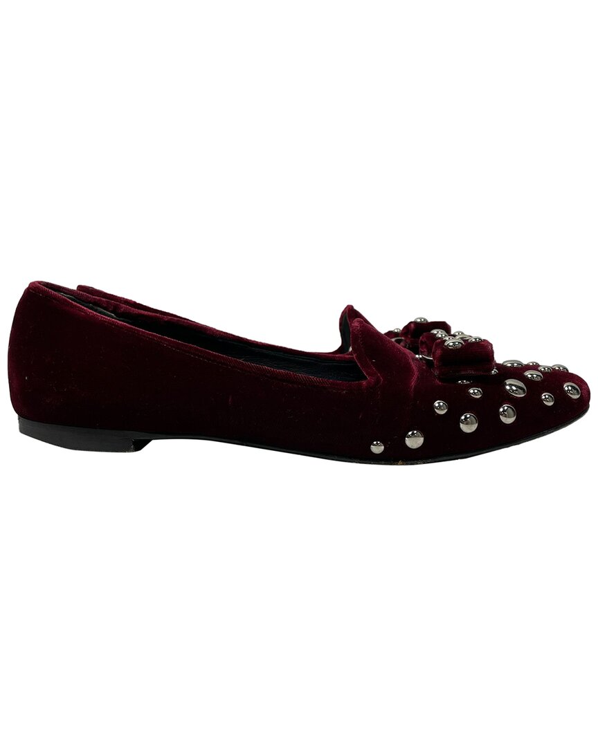 Ferragamo Women's Velvet Studded Bow Detail Ballet Flat, Size Us | 7  (authentic Pre-loved)