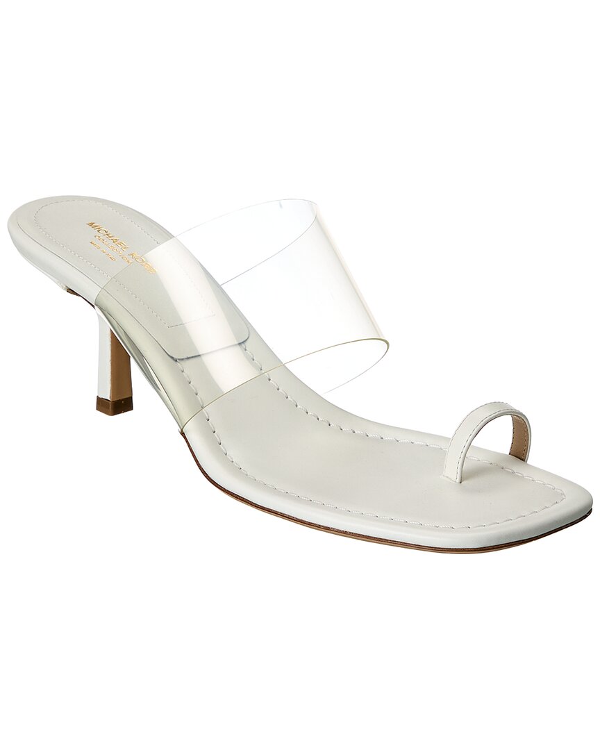 Michael Kors Collection Dionne Leather & Vinyl Sandal In White