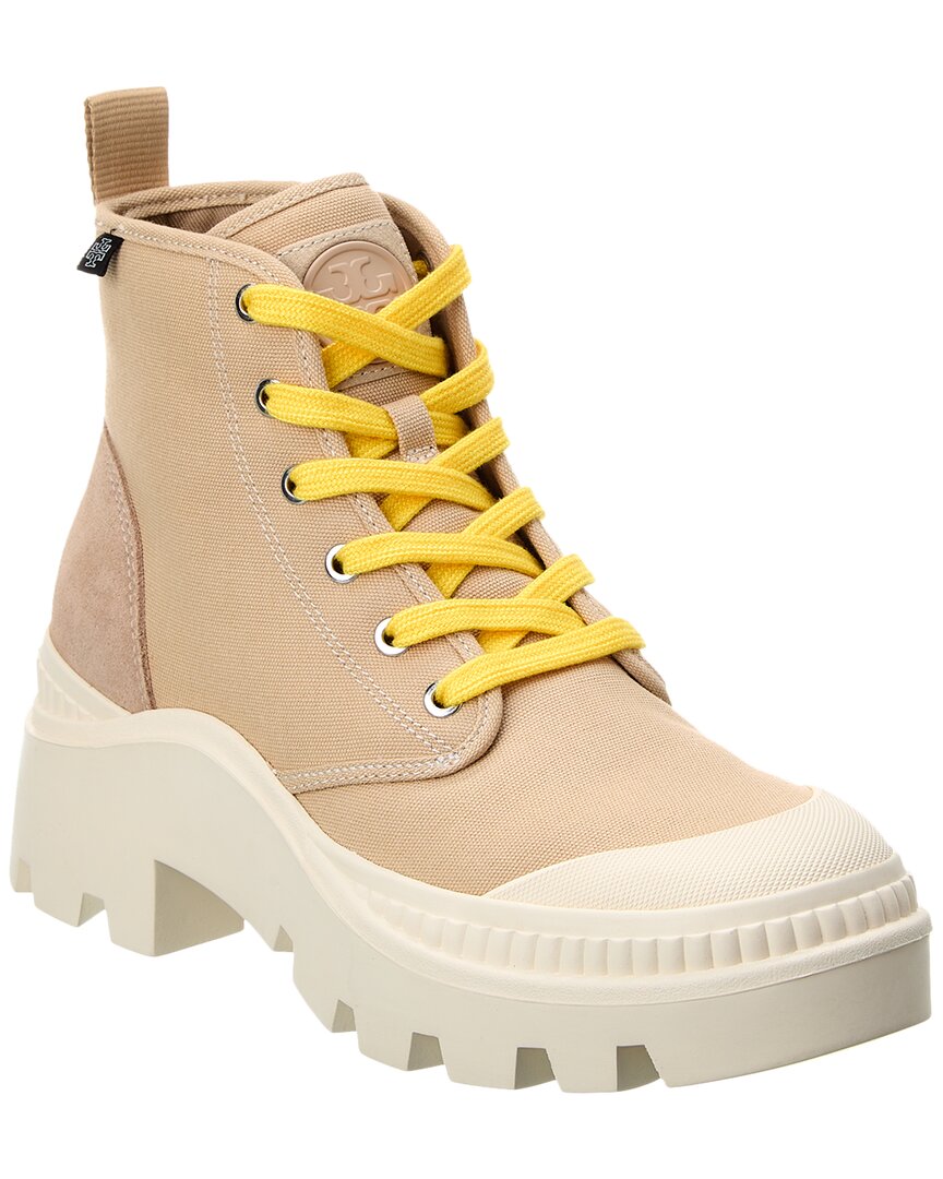 Shop Tory Burch Camp Canvas & Suede Sneaker Boot In Brown