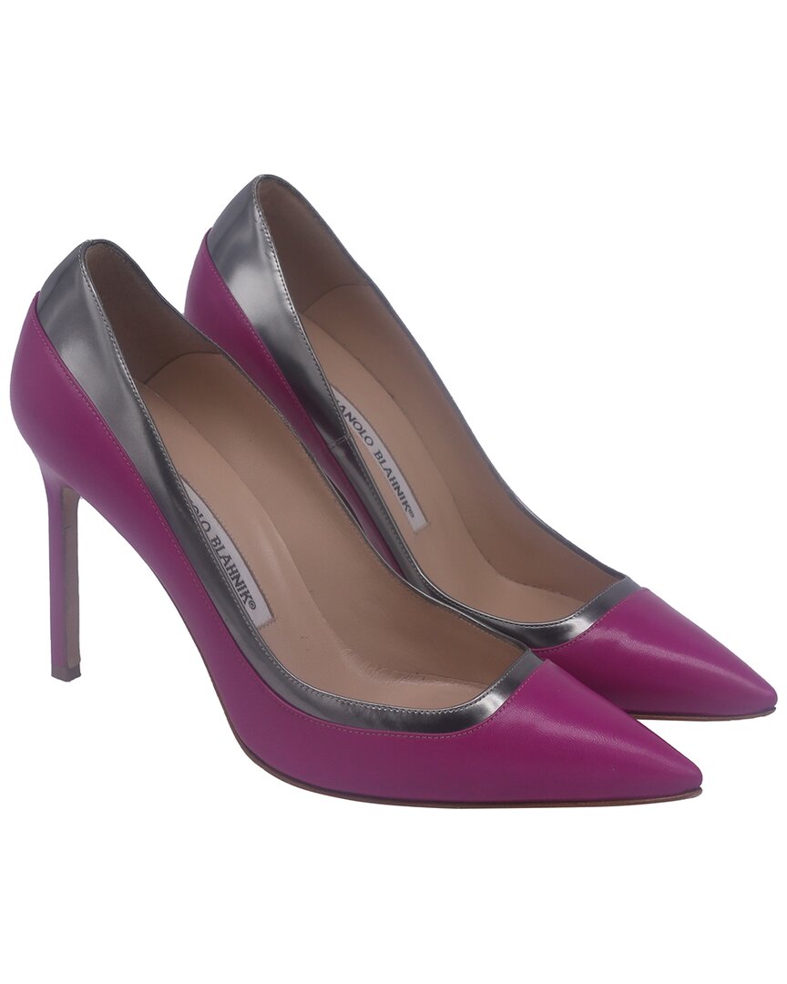 Manolo Blahnik Women's Calfskin Leather Pretati Pointed-toe Pump (authentic  Pre-loved) In Purple