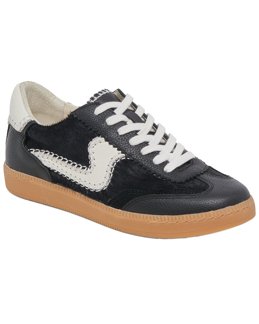 Dolce Vita Notice Black And White Leather Color Block Lace-up Sneakers