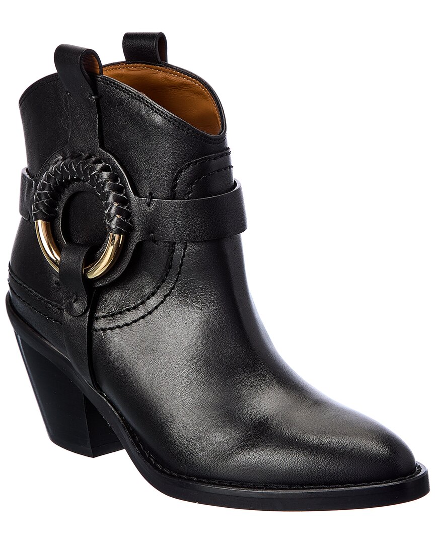 See By Chloé Hana Embellished Leather Ankle Boots In Black