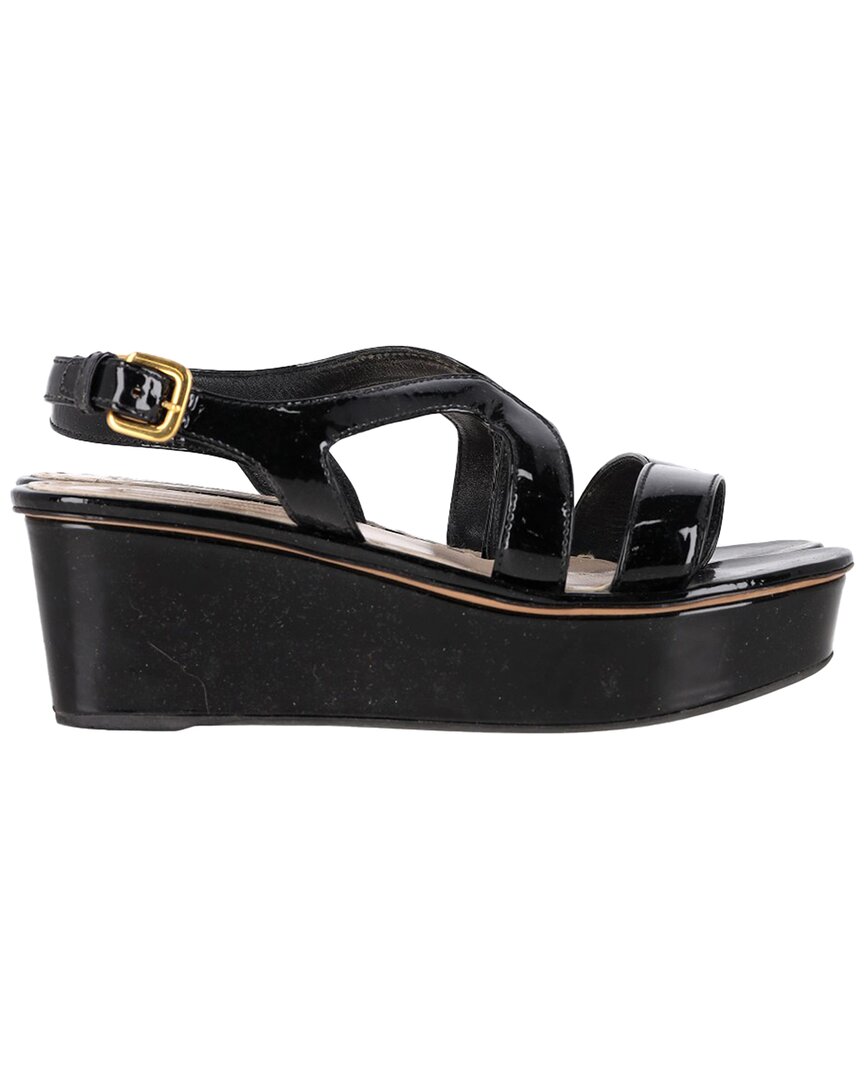 Prada Women's Patent Leather Slingback Wedge Sandal, Size 40.5 (authentic Pre-  Loved)