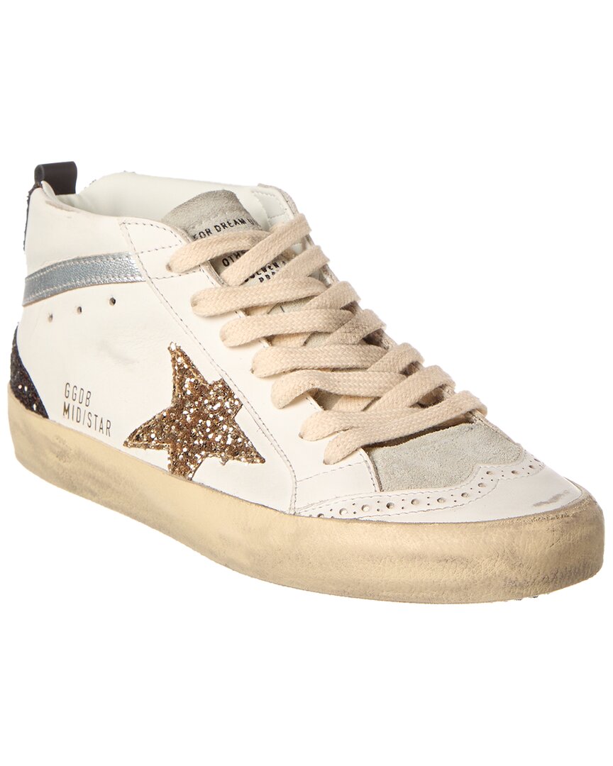 Golden Goose Mid Star Leather Sneaker In Neutral
