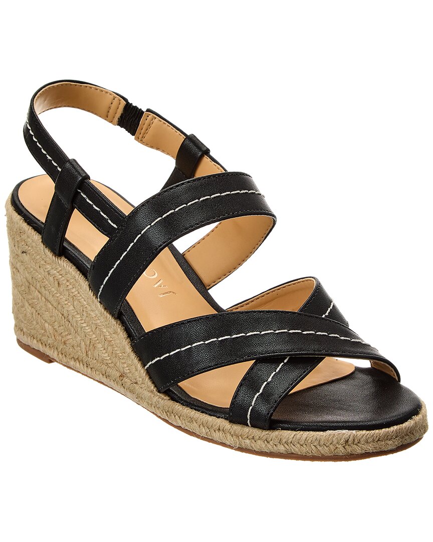 Shop Jack Rogers Polly Leather Mid Wedge Sandal In Black