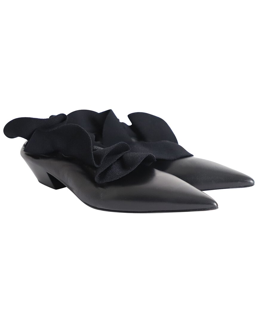 Jil Sander Women's Leather Ruffle-detail Pointed-toe Pump (authentic Pre-  Loved) In Black
