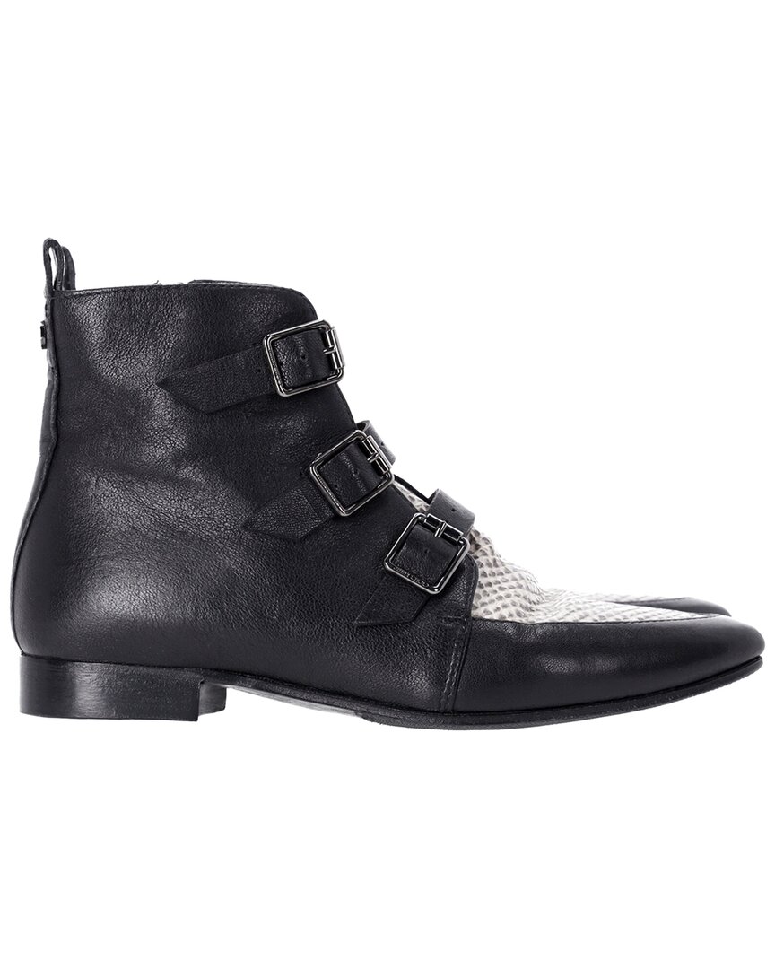 Jimmy Choo Women's Leather Marlin Snake Print Ankle Boot (authentic Pre-loved) In Black