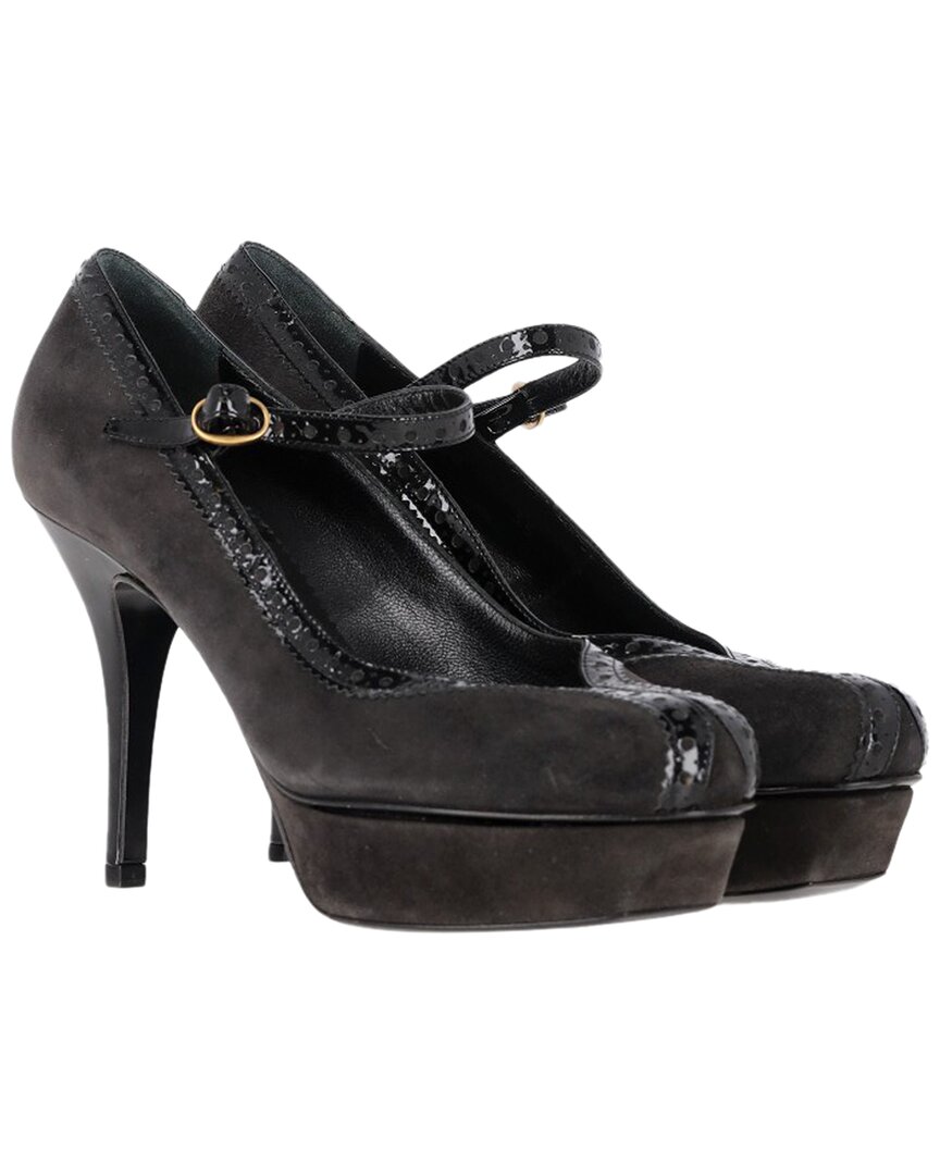 Saint Laurent Women's Suede Mary Jane Platform Pump (authentic Pre-loved) In Black