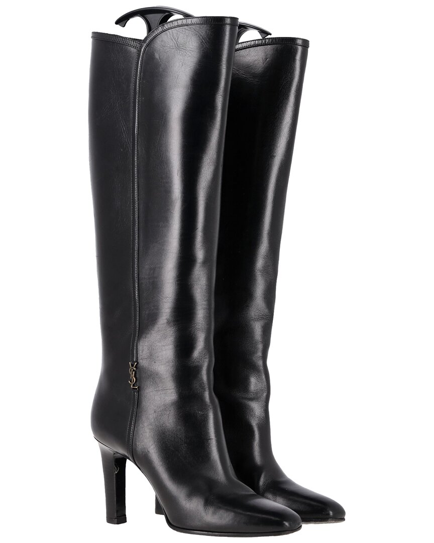 Saint Laurent Women's Leather 90mm Jane Boot (authentic Pre-loved) In Black