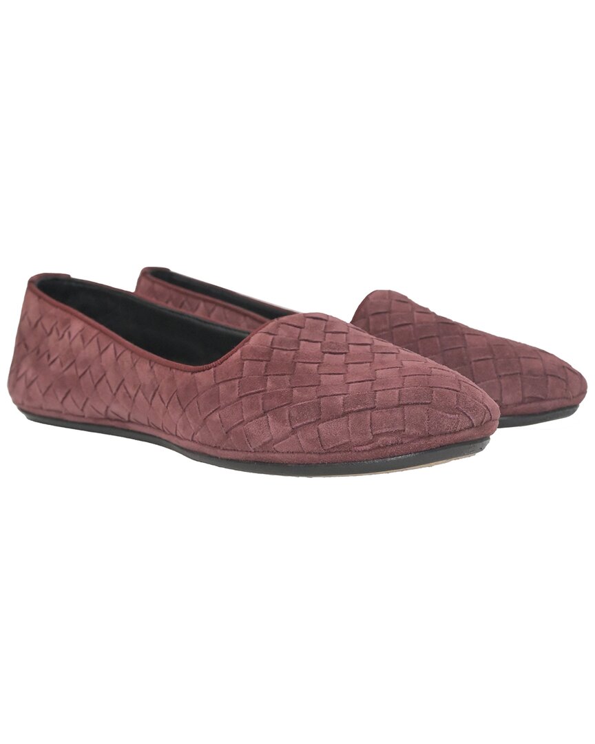 Bottega Veneta Women's Leather Intrecciato Ballet Flat (authentic Pre-loved) In Burgundy