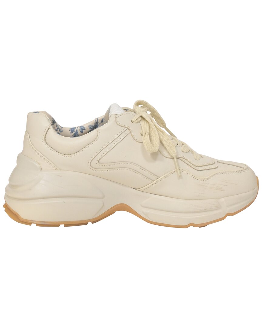 Gucci Women's Leather Rhyton Glitter Sneaker (authentic Pre-loved) In White