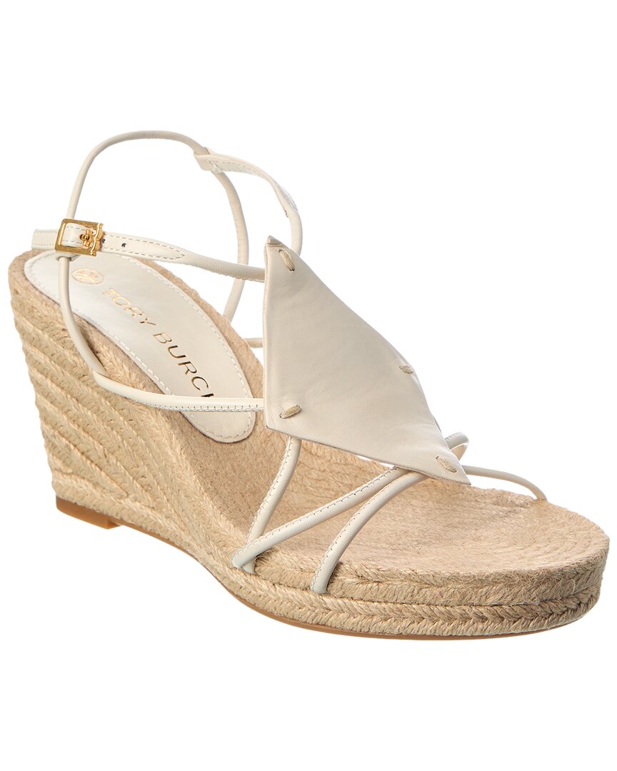 Tory Burch Diamond Patch Leather Wedge Sandal In White | ModeSens
