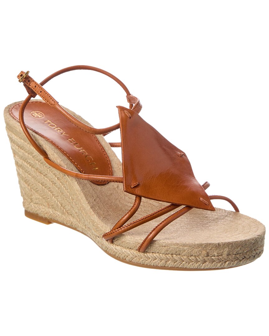 Tory Burch Diamond Patch Leather Wedge Sandal In Brown | ModeSens