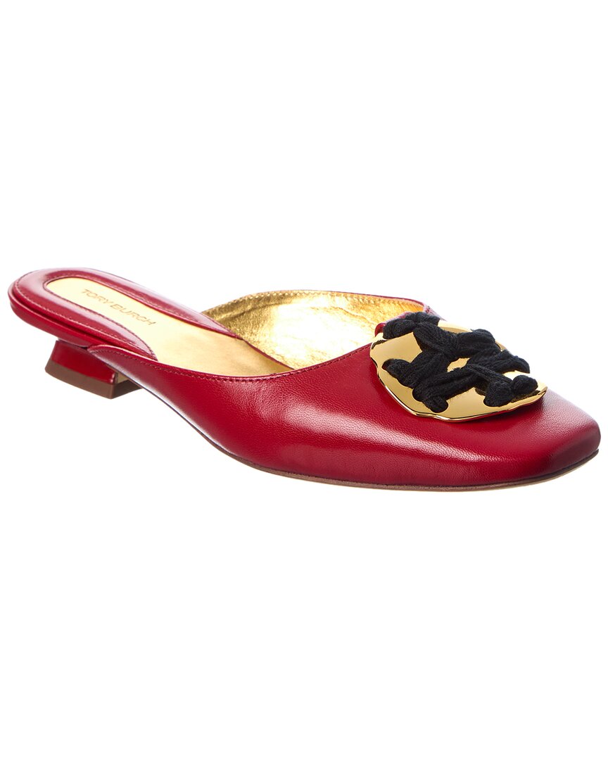 Tory Burch Woven Logo Leather Mule In Red | ModeSens