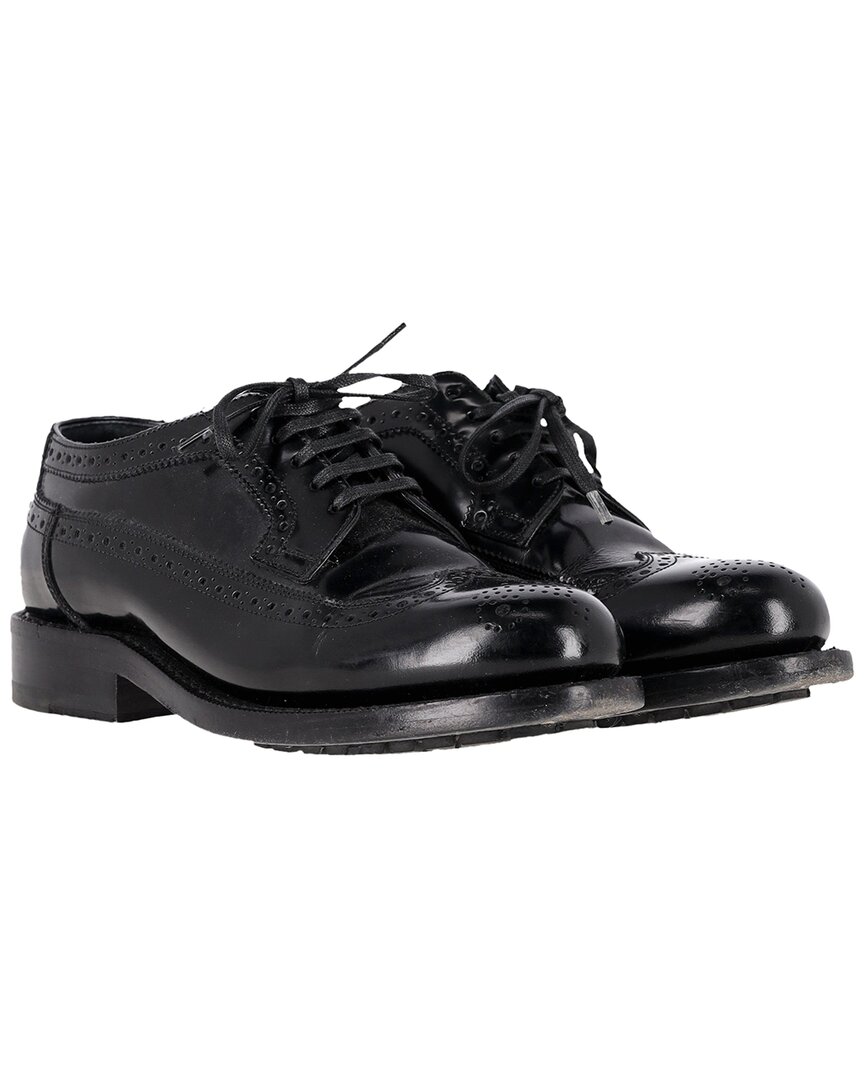 Celine Women's Leather Brogue Lace-up Oxford (authentic Pre-loved) In Black