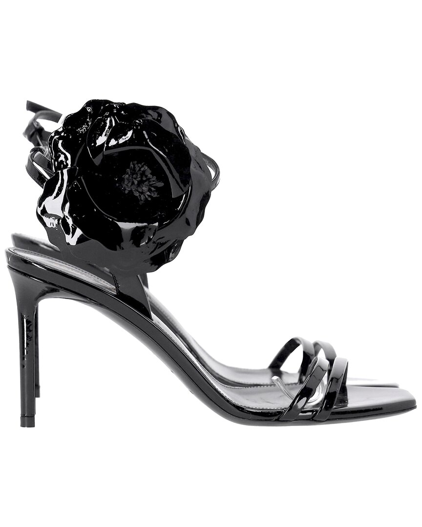 Saint Laurent Women's Patent Leather Amber Flower-corsage Sandal (authentic  Pre-loved) In Black