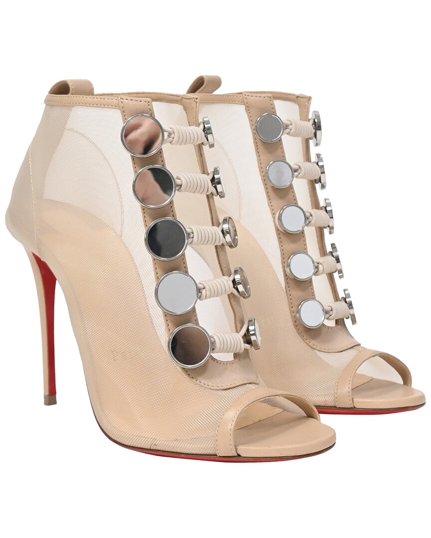 Christian Louboutin Women's Polyester Marika 100 Embellished Peep-toe Boot  (authentic Pre-loved) In Multi