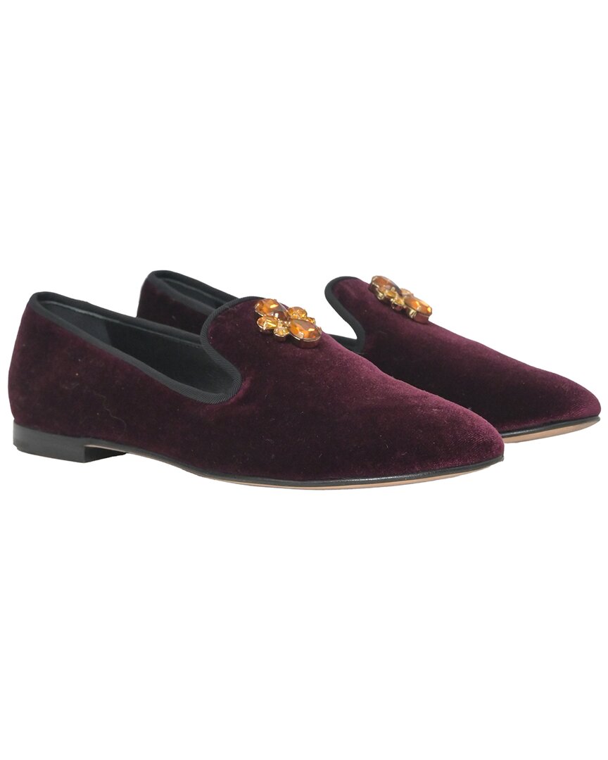 Giuseppe Zanotti Women's Velvet Dalila Crystal-embellished Loafer (authentic  Pre-loved) In Burgundy