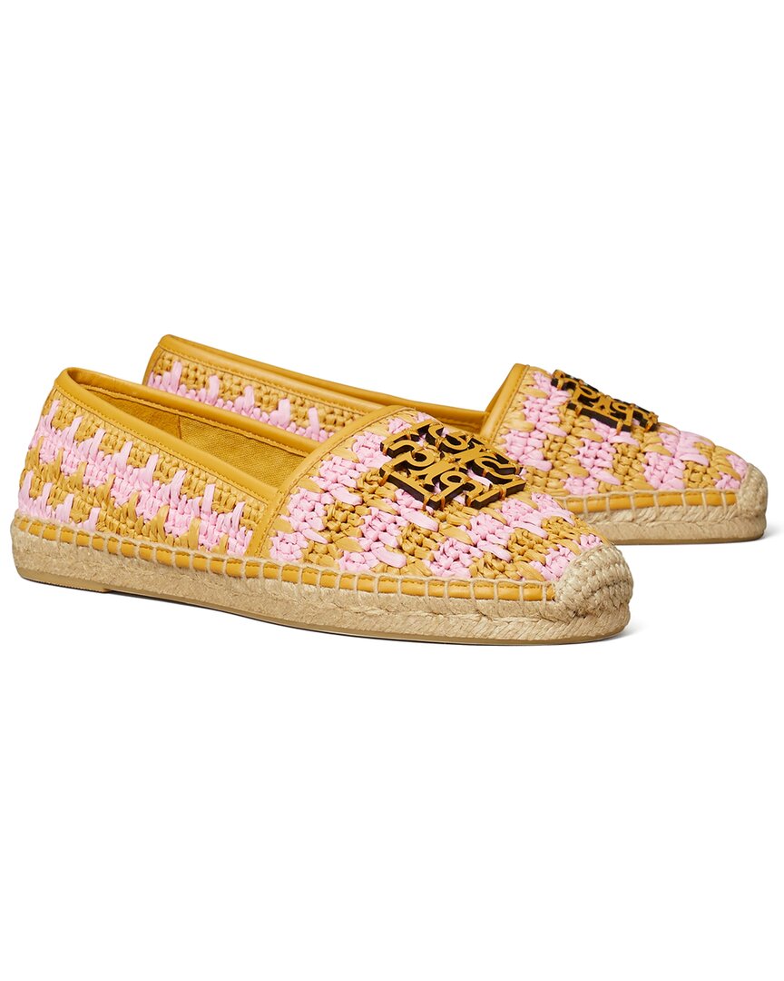 Tory Burch Cut-out Logo Raffia & Leather Espadrille