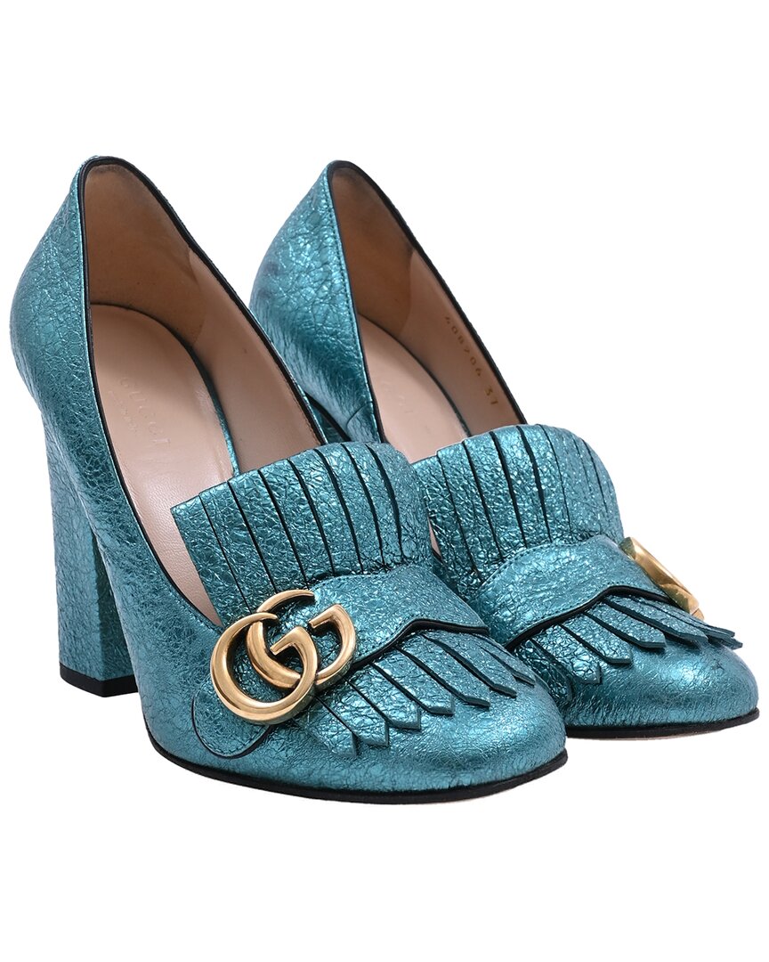 Gucci Women's Leather Mimosa Marmont Heel Loafer (authentic Pre-loved)