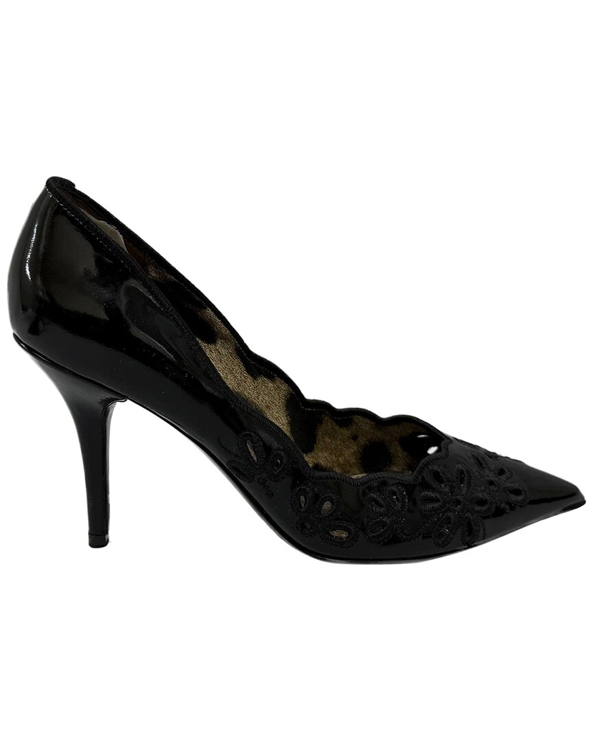 Dolce & Gabbana Women's Patent Leather Floral Cut Pointed Pump (authentic Pre-  Loved) In Black