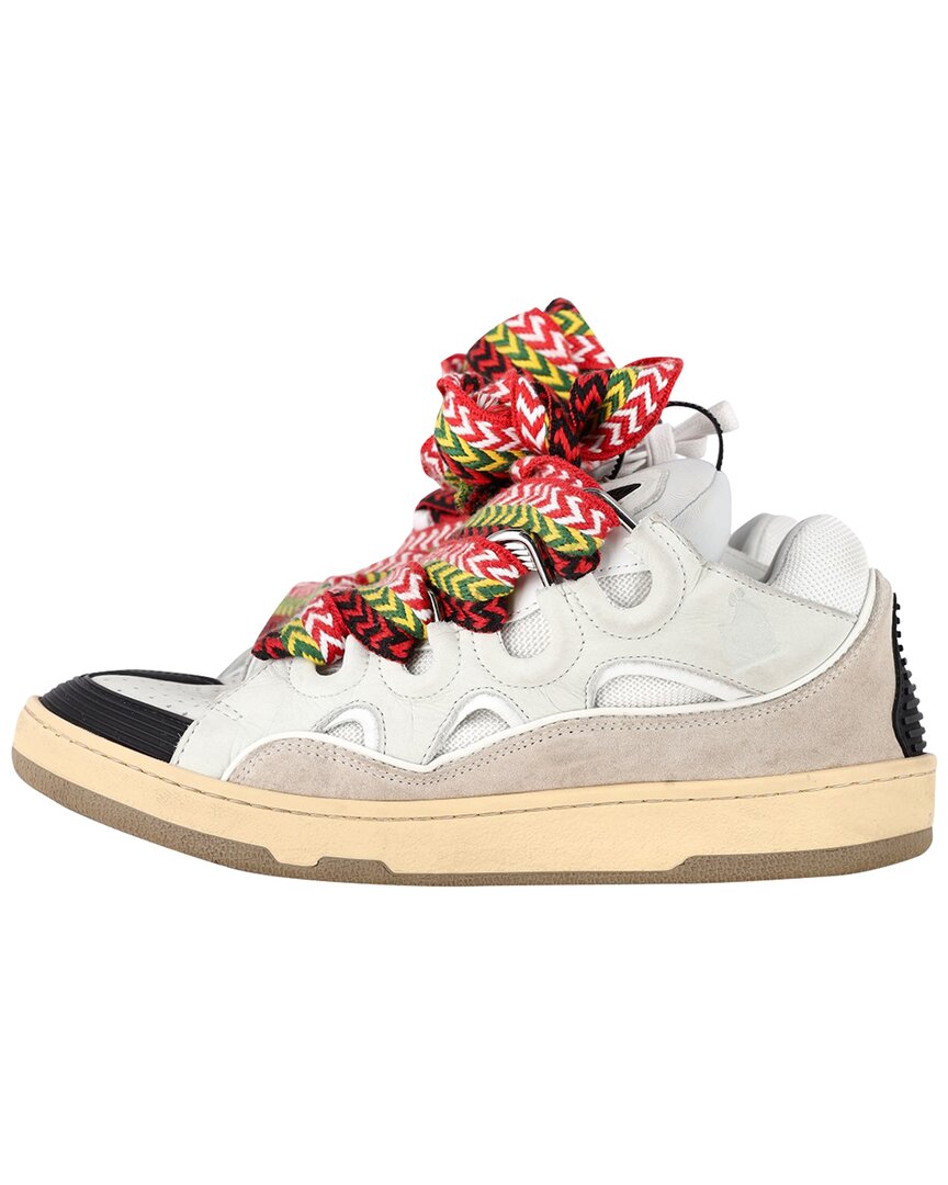 Lanvin Women's Sheep Leather Curb Low-top Sneaker (authentic Pre-loved) In White