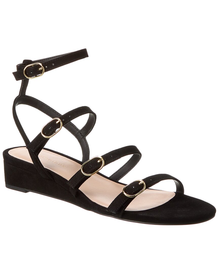 Stuart Weitzman Grecian Buckle Wedge Sandal In Black