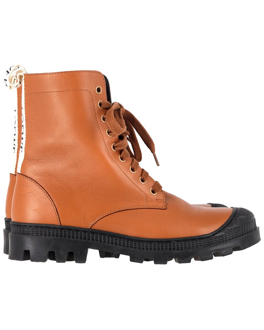 Loewe Women's Sheep Leather Logo Tab Boot (authentic Pre-loved) In Brown