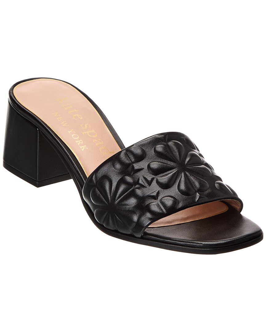 Kate Spade Emmie Mid Womens Leather Dressy Slide Sandals In Black