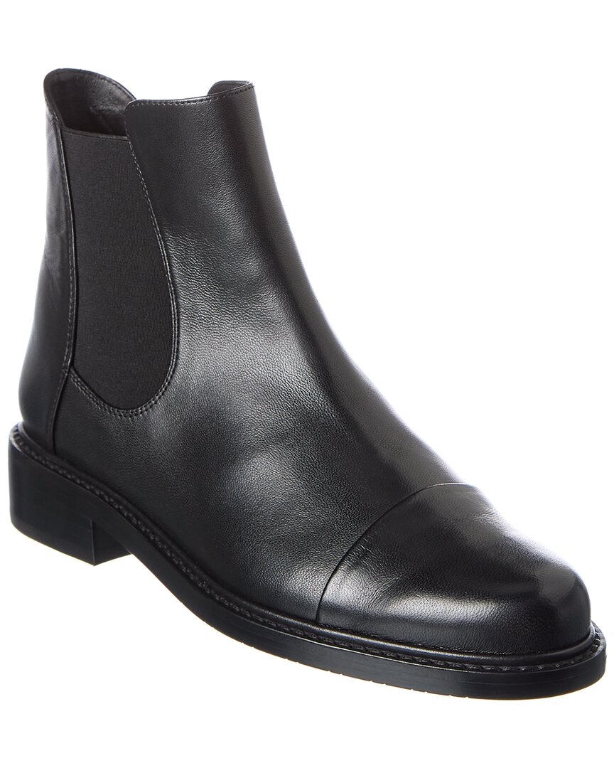Stuart Weitzman Gobi Leather Bootie In Black