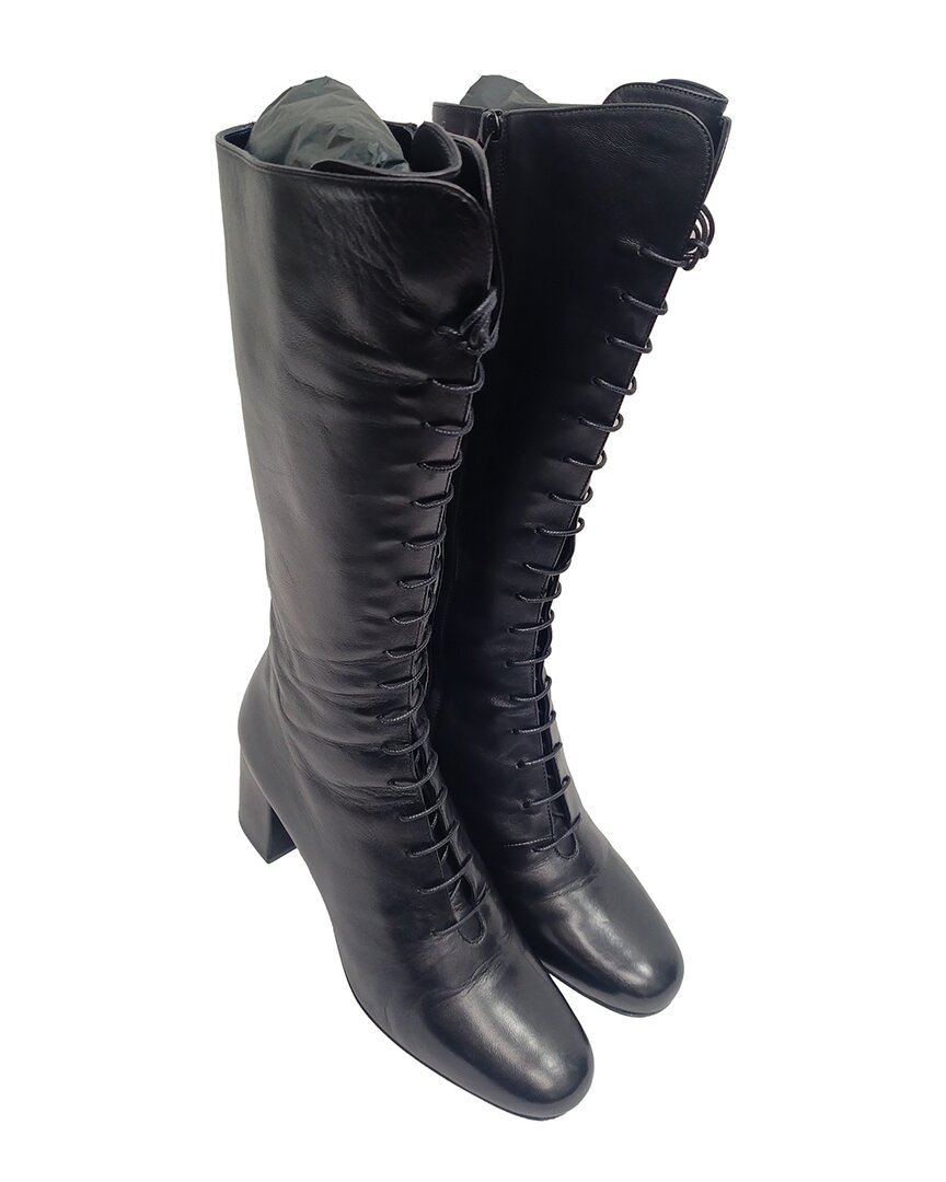 Saint Laurent Women's Leather Babies 70 Lace-up Knee-high Boot (authentic Pre- Loved)
