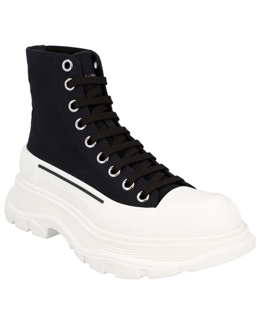 Alexander Mcqueen Women's Canvas Tread Slick Boot In Black