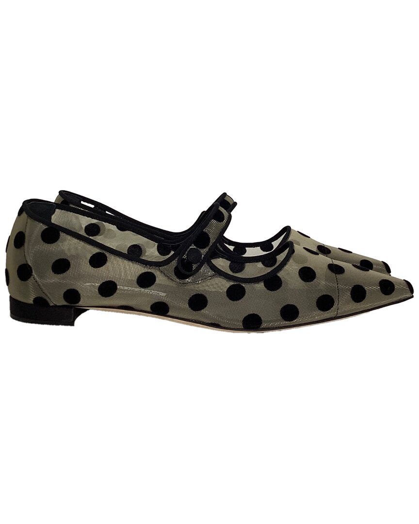 Manolo Blahnik Manolo Blanhnik Campari Polka Dot Mary Jane Flats In White Polyamide