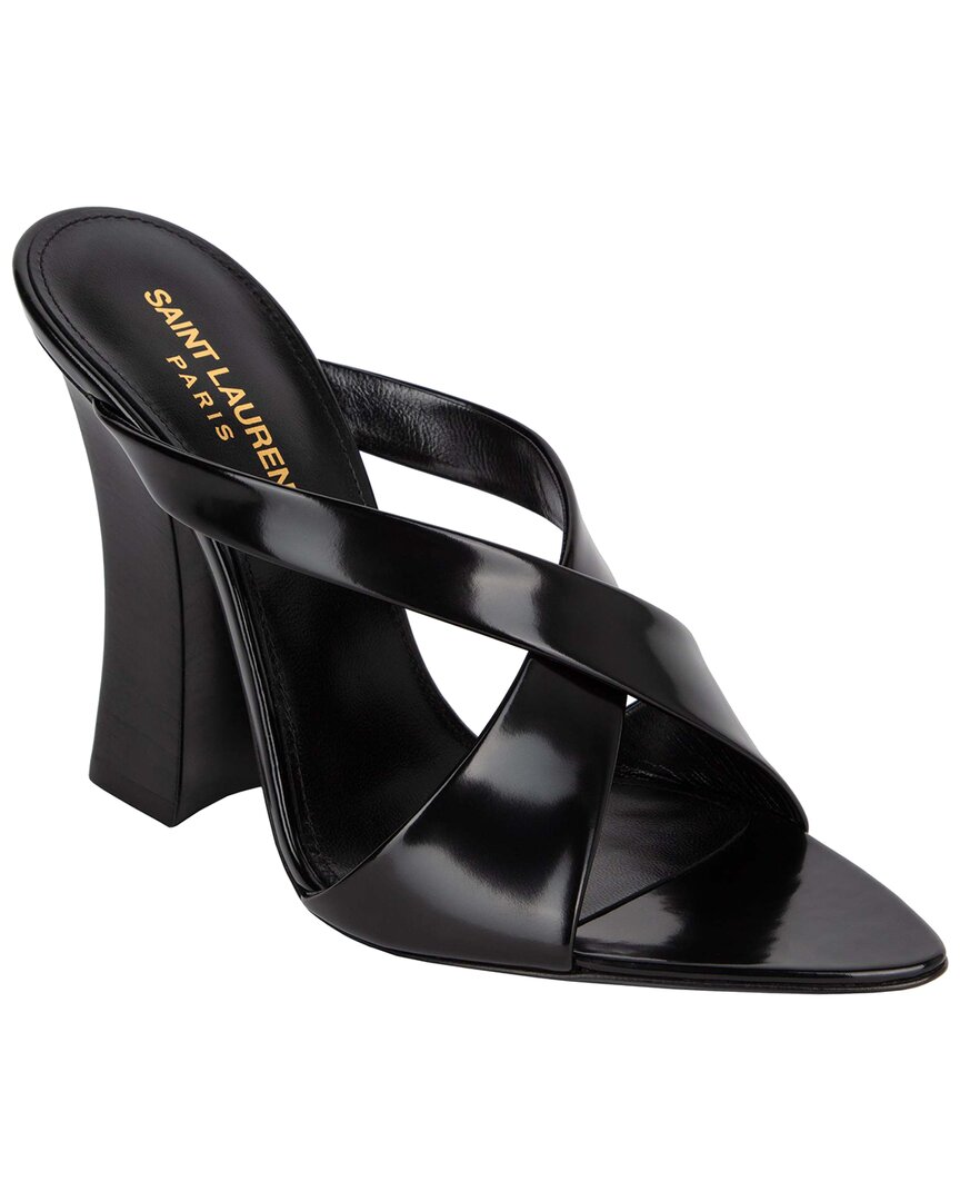 Saint Laurent Eva Mules In Glazed Leather In Animal Print