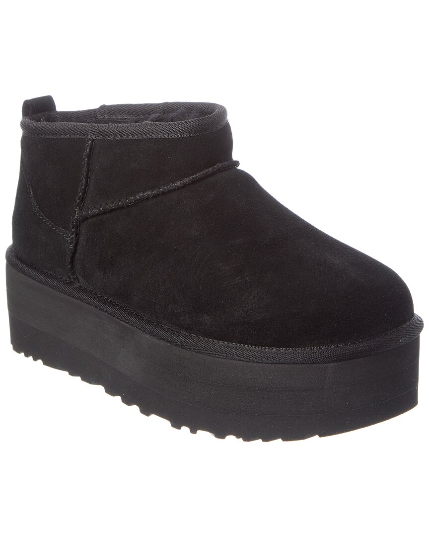 Ugg Classic Ultra Mini Suede Platform Boot In Black