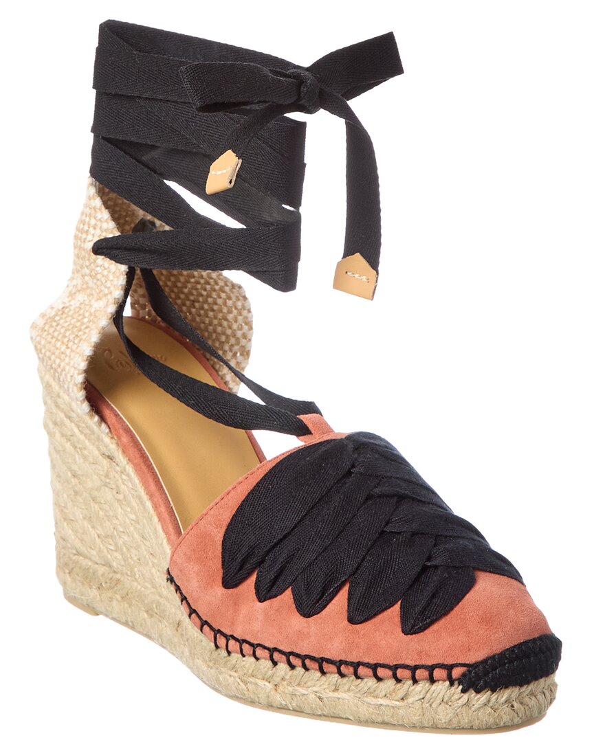 Castaã±er Castañer Curtis Suede Wedge Sandal In Pink